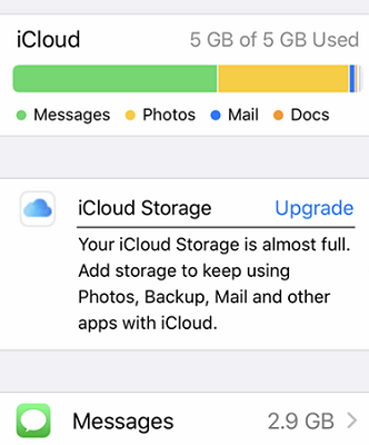 Messages Taking Up Icloud Storage