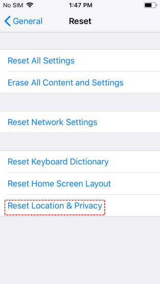 reset location privacy