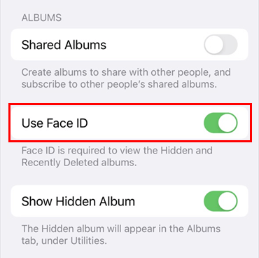 Turn on Use Face ID