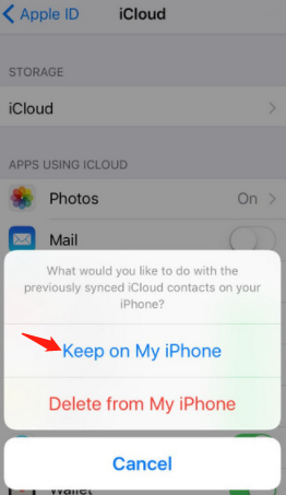 Turn off iCloud Contacts