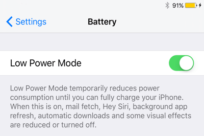 turn off low battery mode
