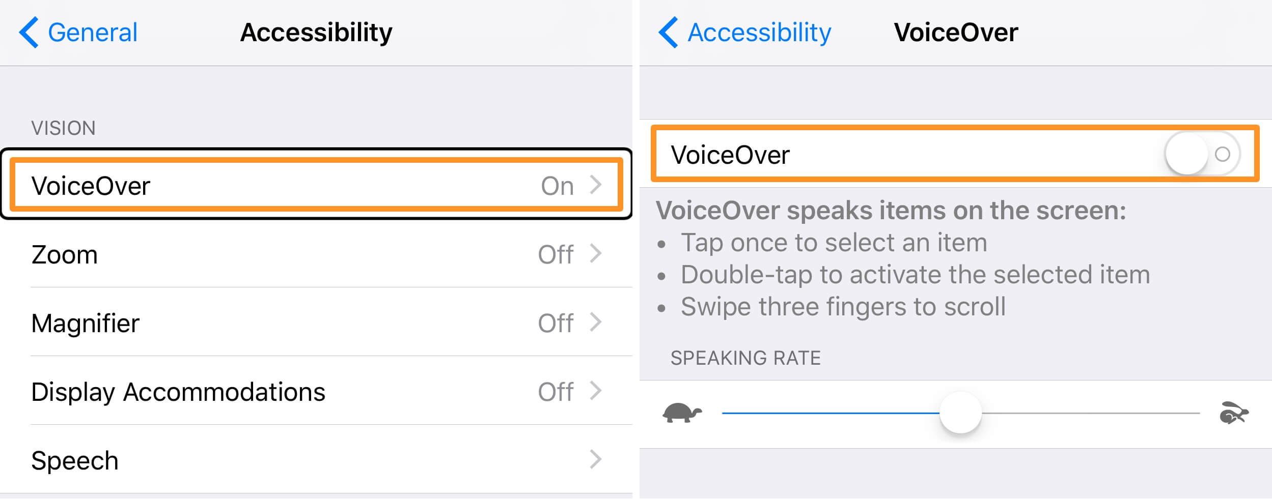 Turn Off Voiceover