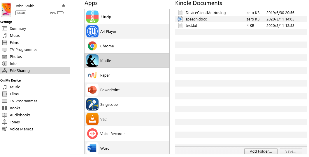 Transfer data with iTunes