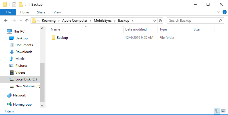 how to change itunes backup location in windows 10