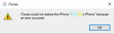 iTunes Could Not Restore iPhone Because An Error Occurred