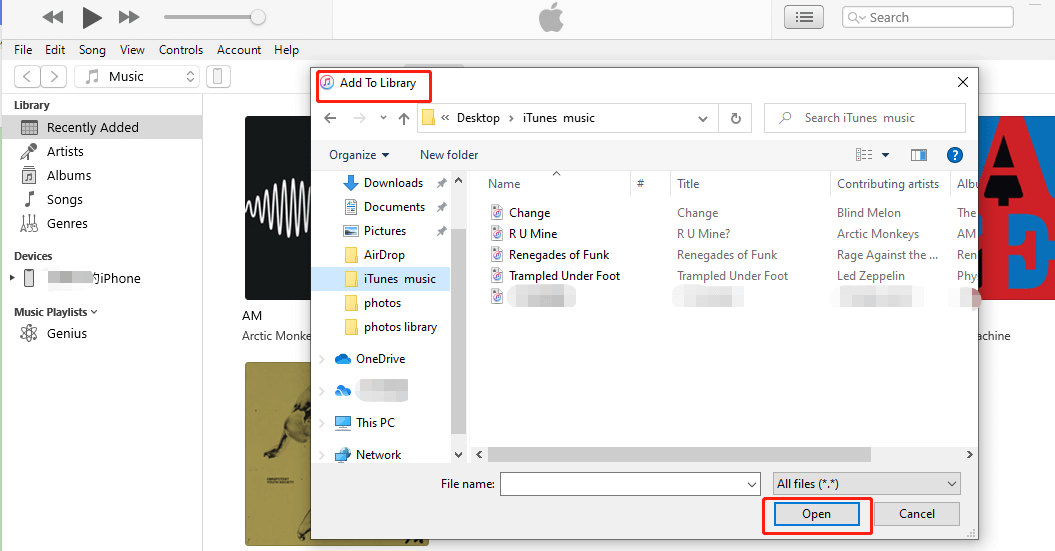 Itunes Music Add To Library Open Button