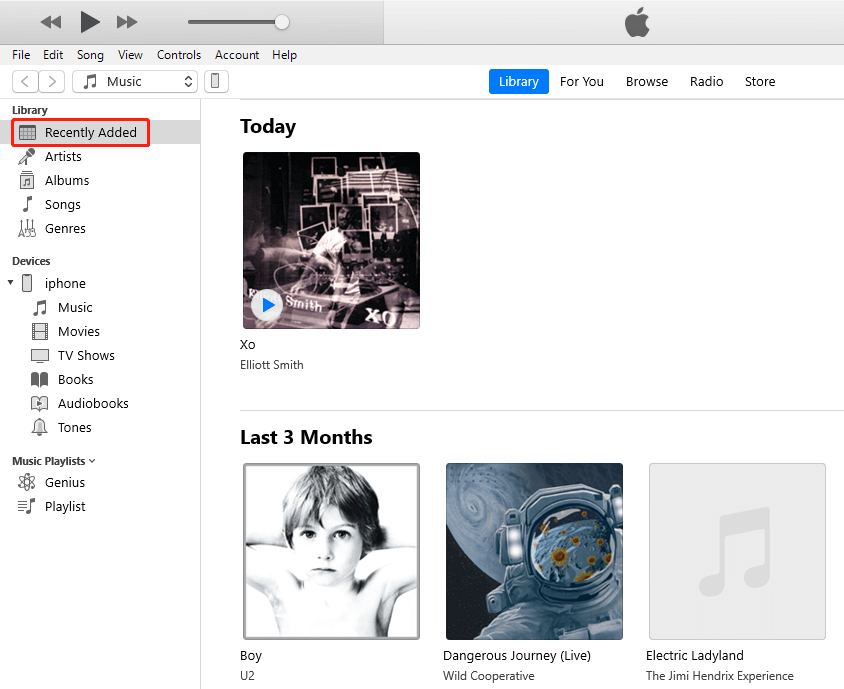 iTunes Recently Added 