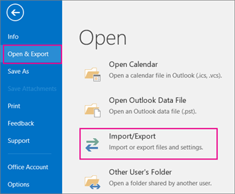 Outlook Import Or Export