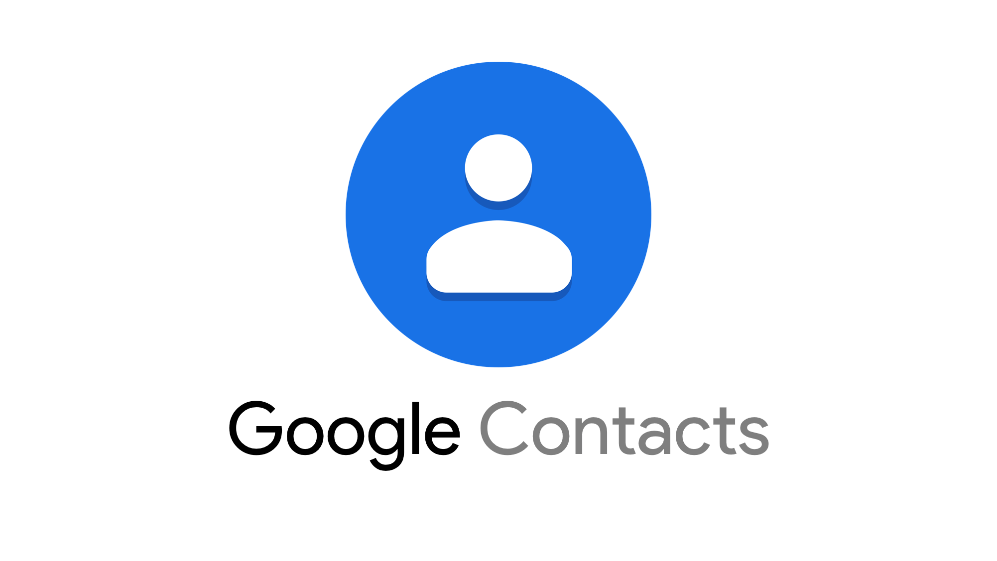  The Google Contacts app icon with a blue background and a white person-shaped outline in the center is displayed on a white background with the text "Google Contacts" beneath it in gray letters.