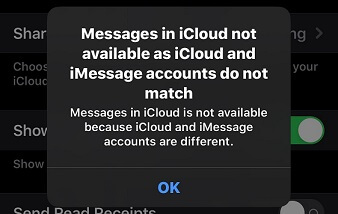 icloud and imessage accounts do not match