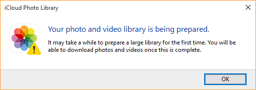 your photo and video library is being prepared