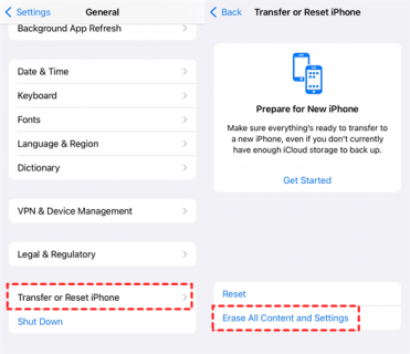 Erase All Content And Settings iOS 15