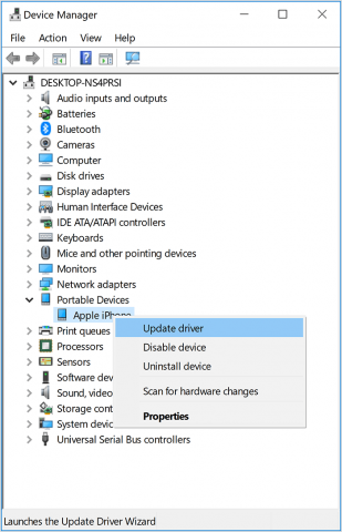 Update Portable Device Driver