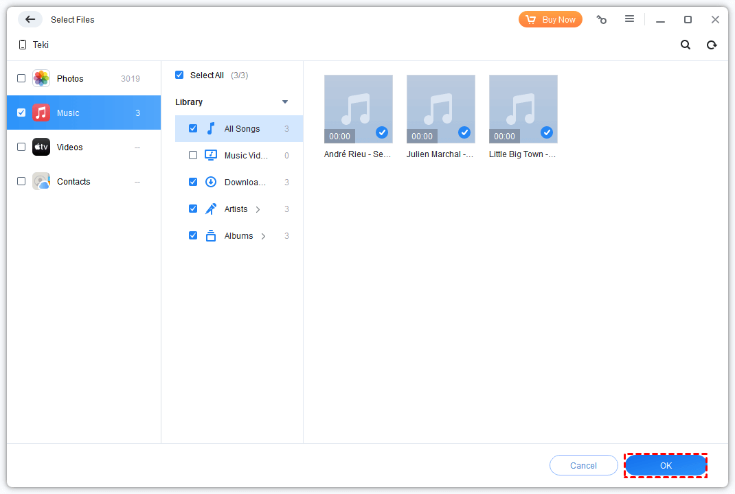 Select Files to Transfer