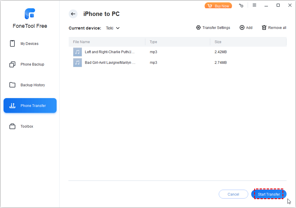 Transfer Music from iPhone to PC
