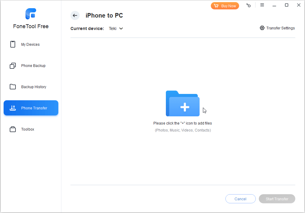 Click the Plus icon to Add Files