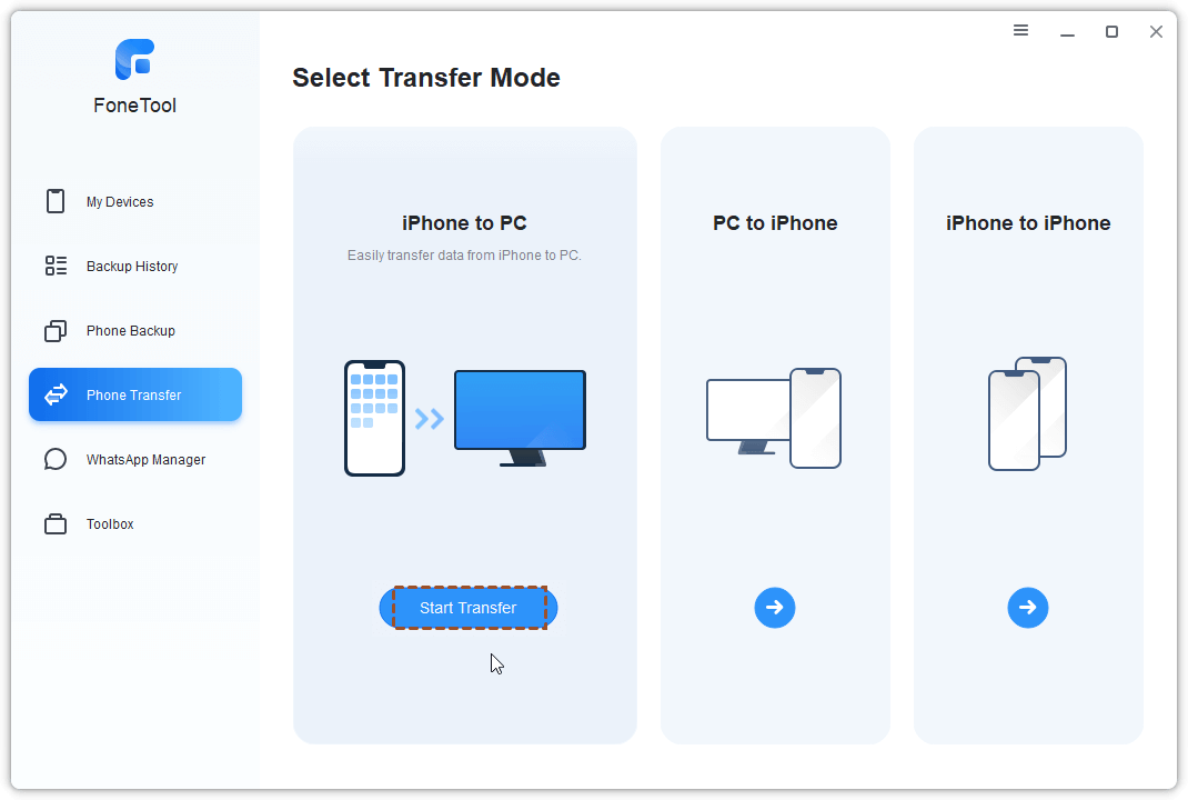 Select iPhone to PC