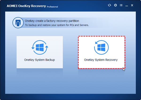 Onekey System Recovery auswählen