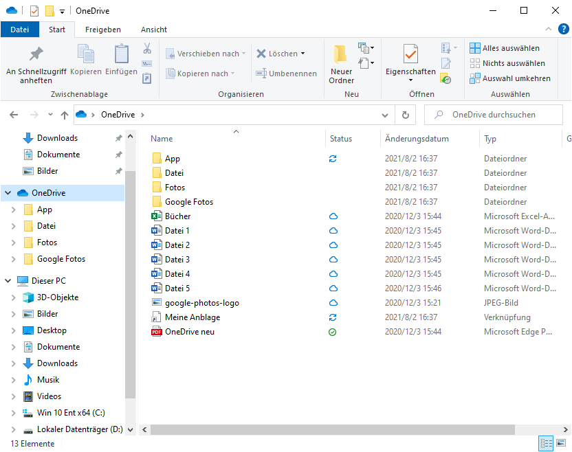 Dateien von OneDrive