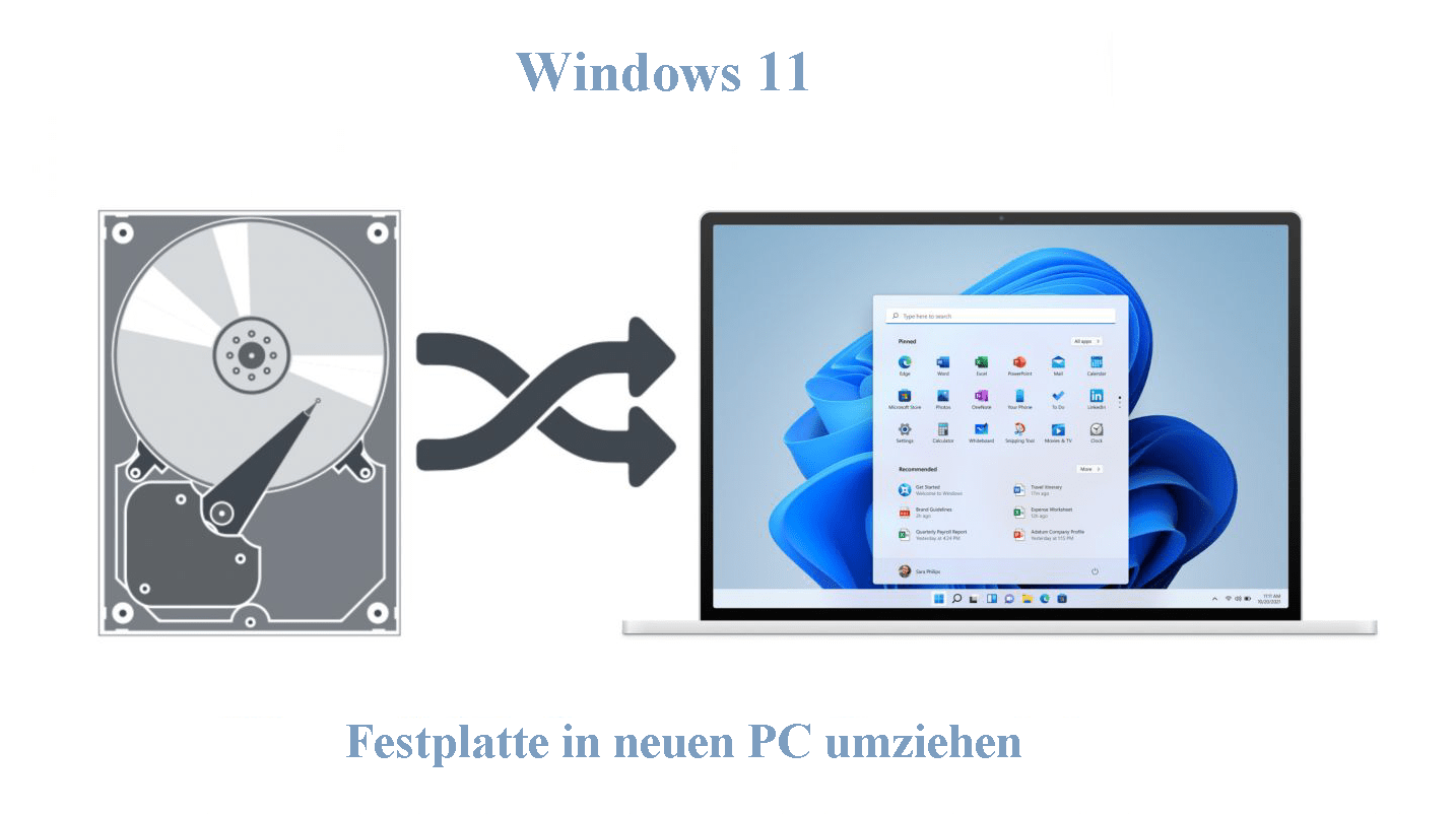 Windows 11 Festplatte in neuen PC umziehen