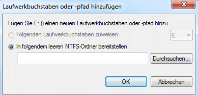 In folgendem leeren NTFS-Ordner bereitstellen