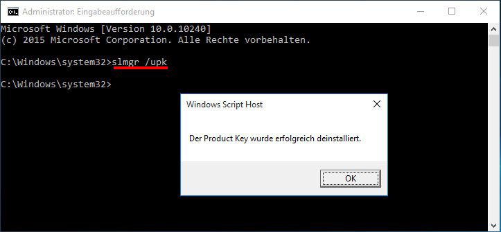 Windows 10 Lizenzschlüssel entfernen
