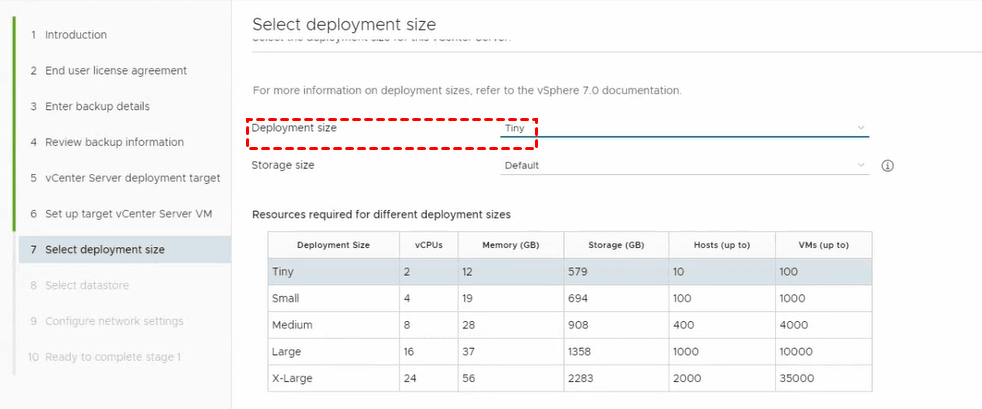 selet deployment size