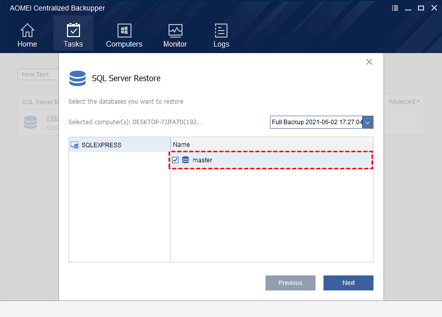 Select single or multiple databases