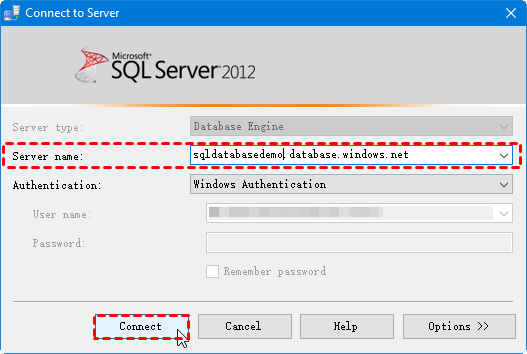 Connect to Azure SQL database