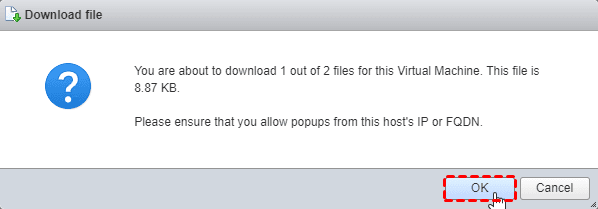 Confirm download the OVF file