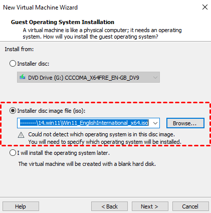 select ISO for Windows 11 VM