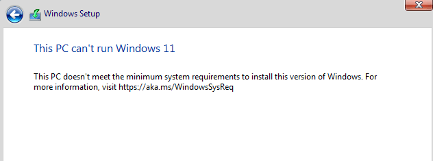 Windows 11 cannot run