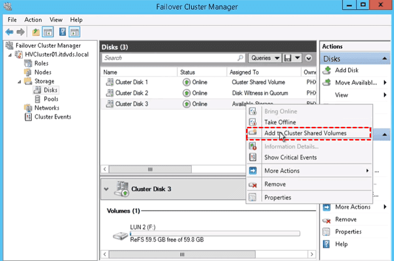 configure cluster shared volume