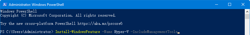 Install Hyper-V PowerShell on Server 2016