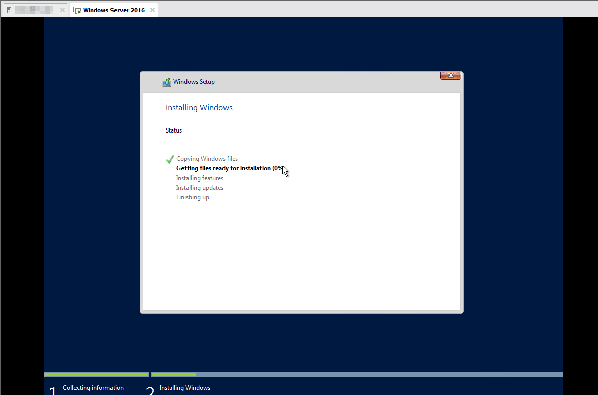 Installing Windows Server 2016 on VMware ESXi VM