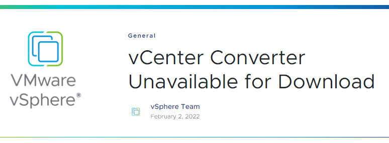 vCenter Converter unavailable for download