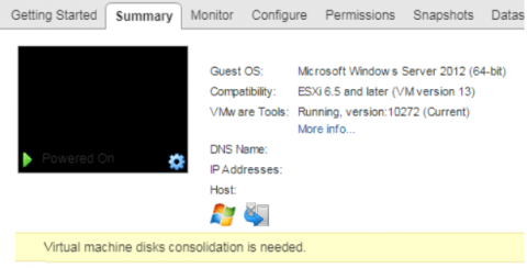 virtual machine disk consolidation is needed