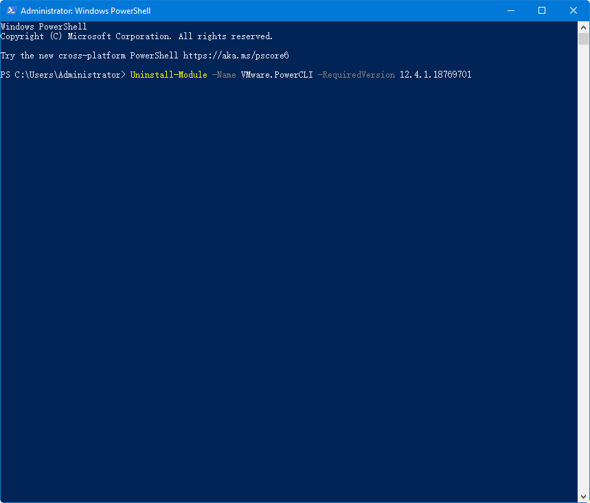 Uninstall specific version of PowerCLI module