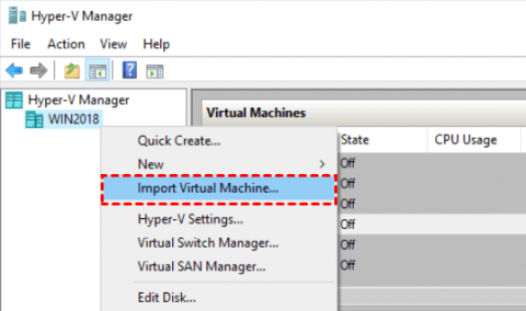 import Hyper-V VM