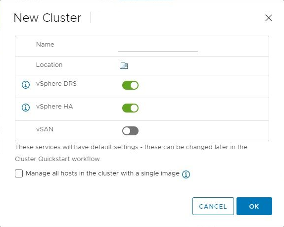 New Cluster creation