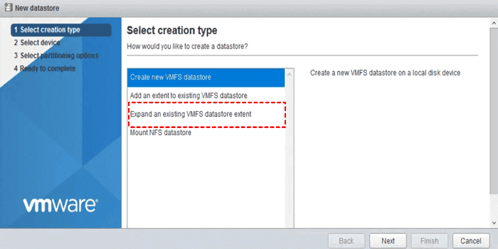 expand an existing vmfs