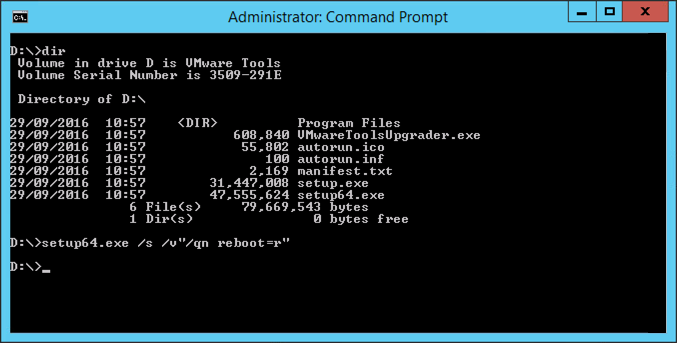 Install VMware Tools from command line