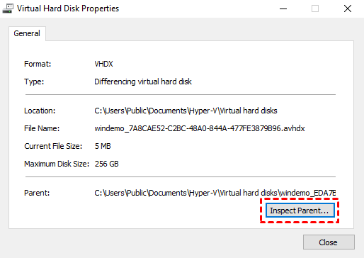 Inspect parent disk of AVHDX file