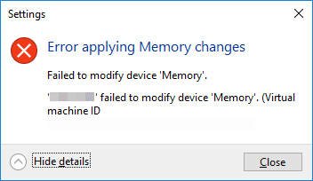 Error applying memory changes