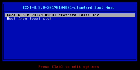 ESXi boot menu
