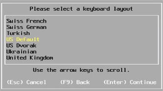 Select a keyboard layout