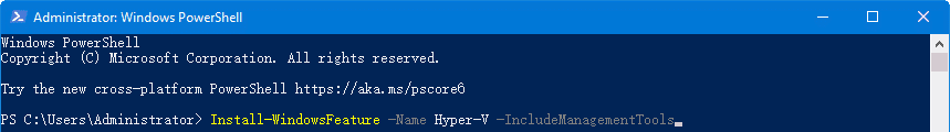 install Hyper-V command line