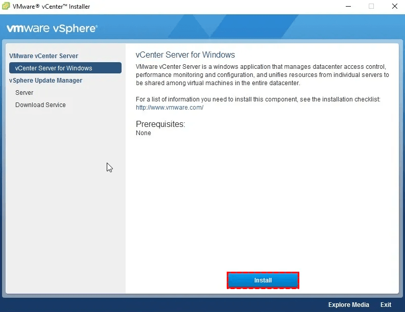 vCenter Server for Windows Install