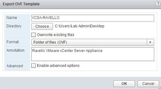 Export the VCSA OVF Template