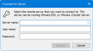 Provide credentials to connect to ESXi server